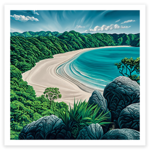 art print of New Chums Beach, Coromandel, New Zealand