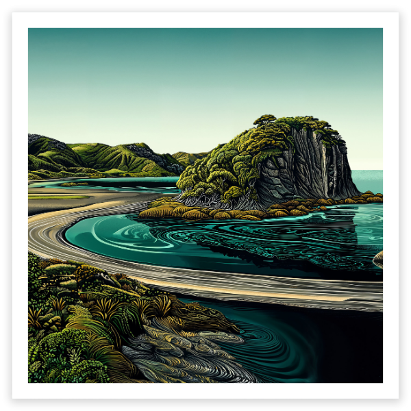 art print of Bethells Beach, Auckland West Coast, New Zealand