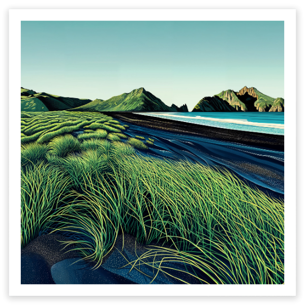 art print of Whatipu Auckland West Coast, New Zealand