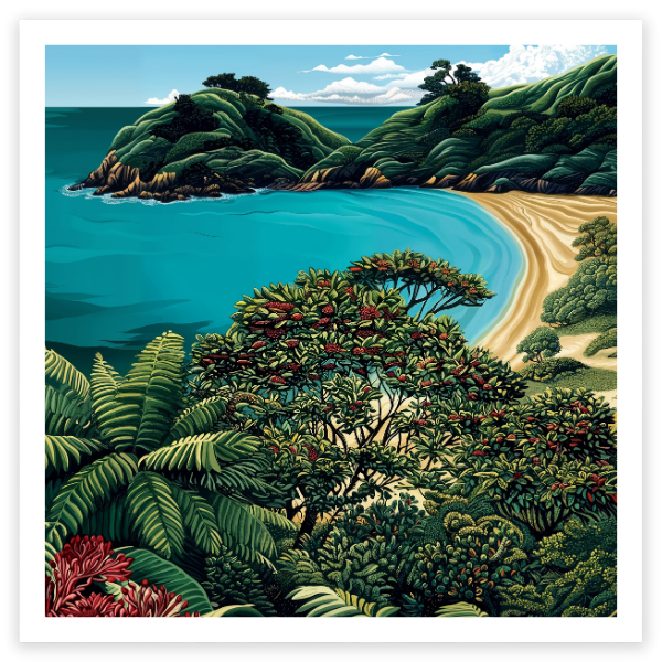 art print of Hahei Beach, Coromandel, New Zealand