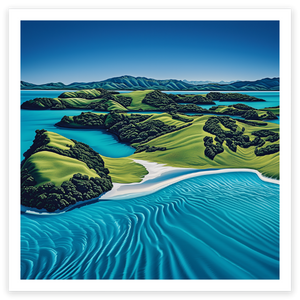 aerial view art print of bay of islands new zealand