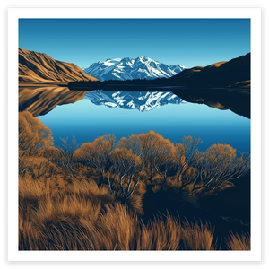 art print of lake hayes queenstown new zealand lake and mountains