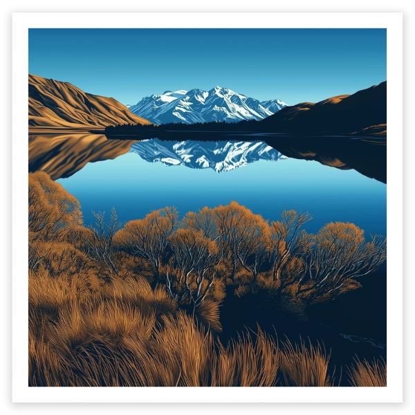 art print of lake hayes queenstown new zealand lake and mountains