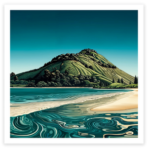 art print of mount maunganui, bay of plenty, new zealand