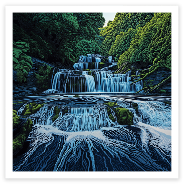 art print of purakauni falls, new zealand
