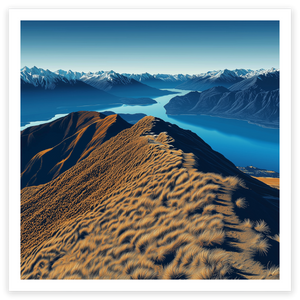 art print of aerial view from queenstown hill new zealand mountains and lake