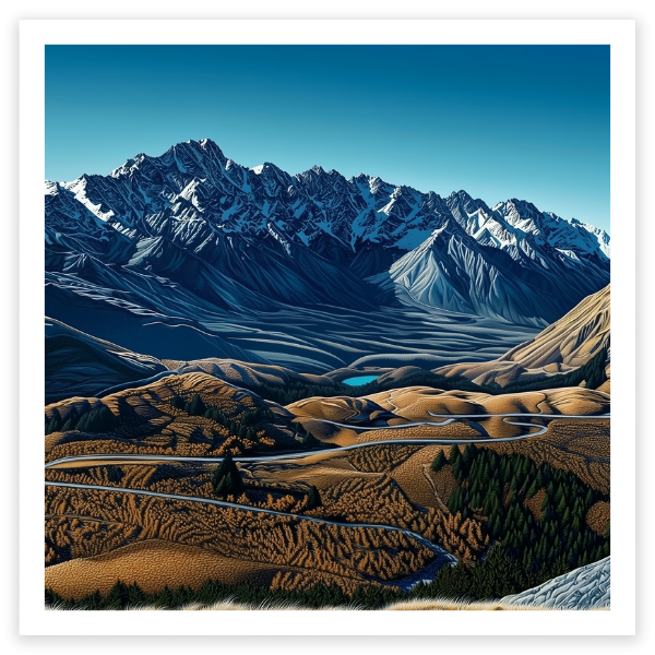 art print of the remarkables, mountains in new zealand