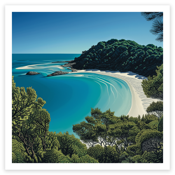 art print of whale bay northland new zealand