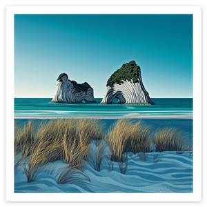 art print of wharariki beach nelson new zealand