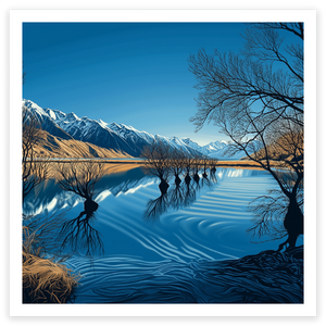 art print of willow trees lake wanaka new zealand