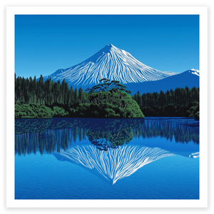 art print of lake mangamahoe new zealand mountains snow