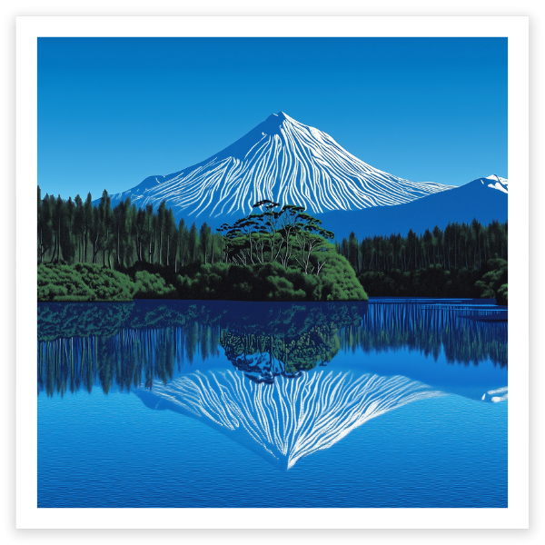 art print of lake mangamahoe new zealand mountains snow