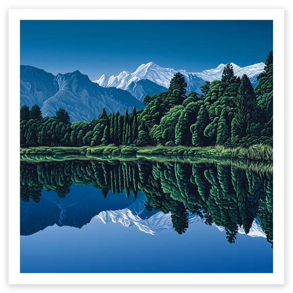 art print of lake matheson new zealand
