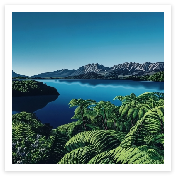 art print of lake tarawera new zealand