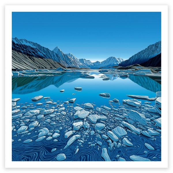 art print of tasman lake new zealand