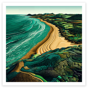 art print of Muriwai Beach, West Coast auckland, New Zealand