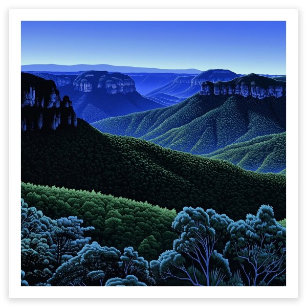 art print of the blue mountains, australia