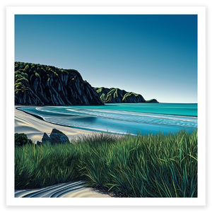 art print of purakauni beach south island new zealand