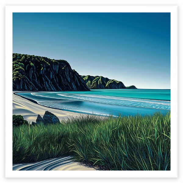 art print of purakauni beach south island new zealand