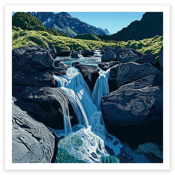 art print of routeburn falls, new zealand