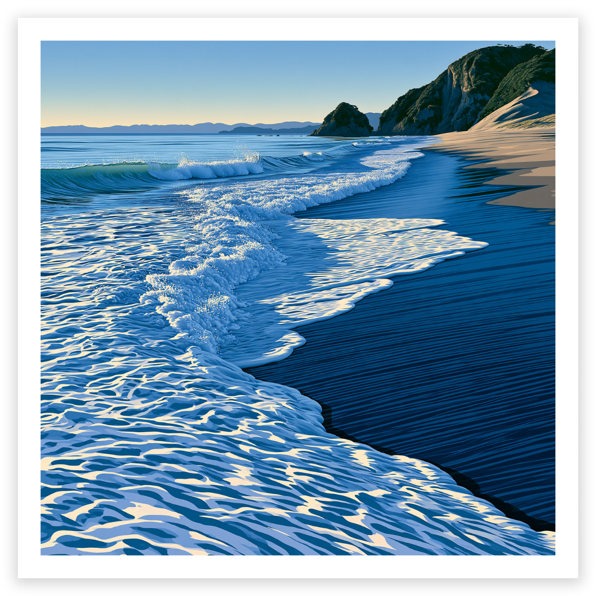 Waves on a Long White Beach